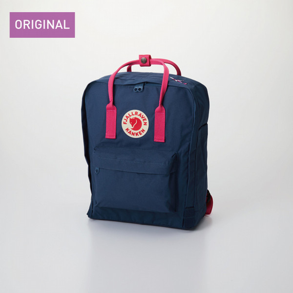 【販売終了】Peach×FJALLRAVEN　kanken　Royal Blue×Pink　刺繍つき