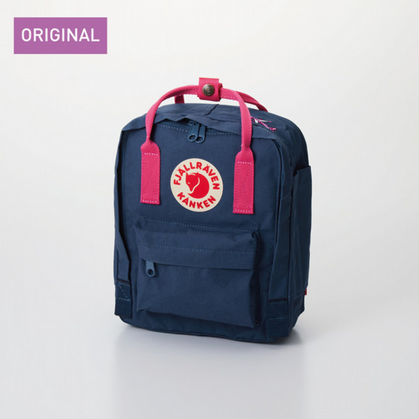 【販売終了】Peach×FJALLRAVEN　kanken mini　Royal Blue×Pink　刺繍つき