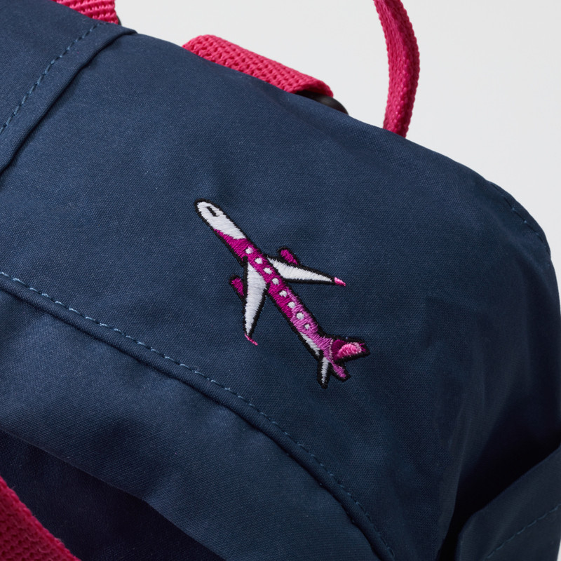 販売終了】Peach×FJALLRAVEN kanken mini Royal Blue×Pink 刺繍つき