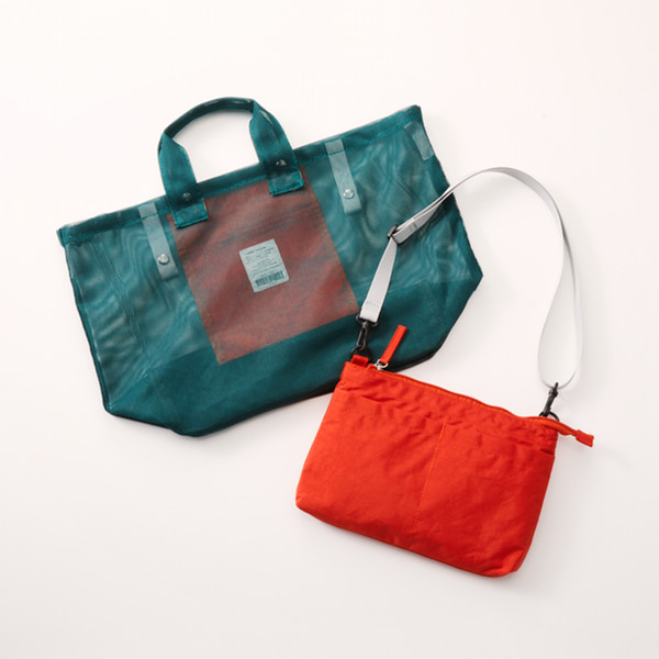 EARTHMADE HOLIDAY MESH TOTE M　Dark GREEN×ORANGE
