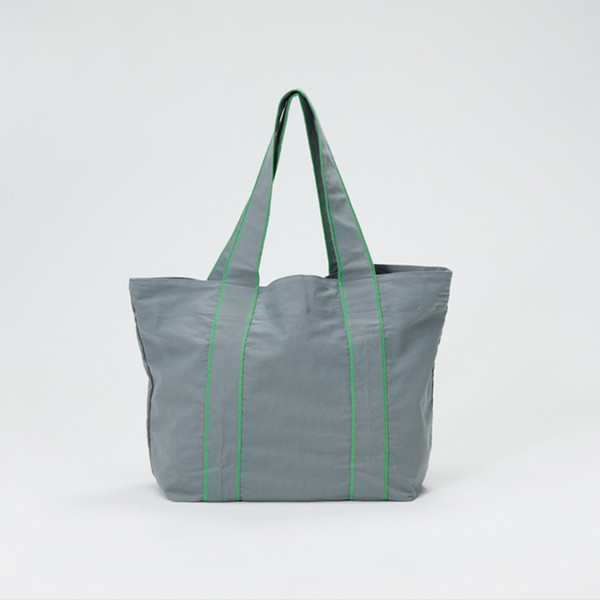 EARTHMADE COTTON STITCH TOTE GRY*GRN